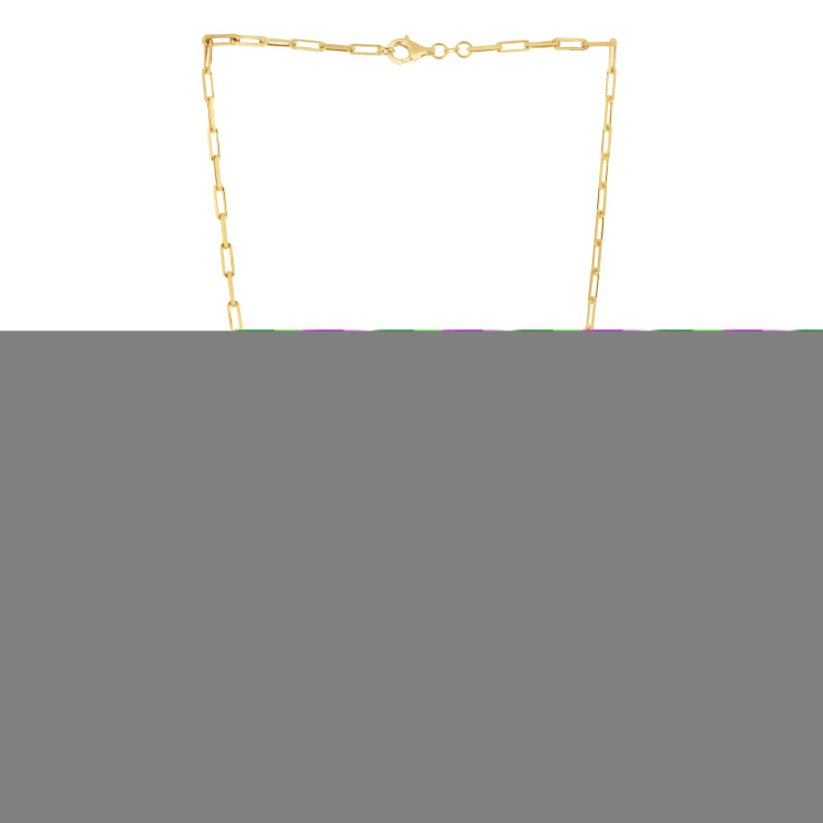 Silver (14k Yellow Gold Plated) 24 2.95mm Diamond Cut Paperclip Chain Necklace with Lobster Clasp.
