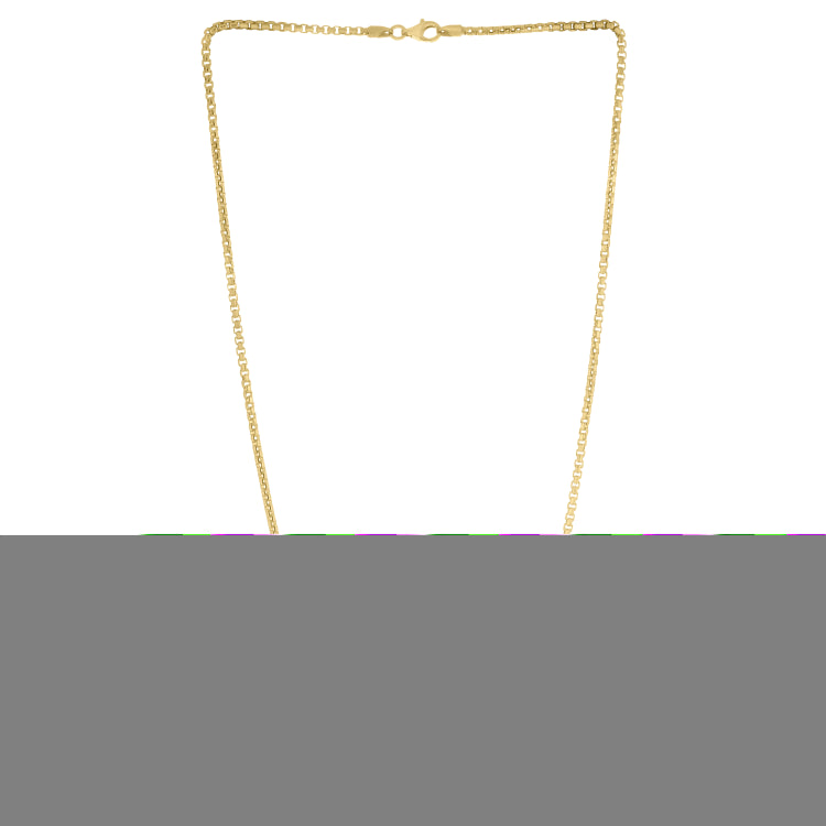 Silver (14k Yellow Gold Plated) 22 2.1mm Polished Round Box Chain Necklace with Lobster Clasp.