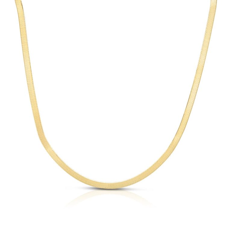 Silver (14k Yellow Gold Plated) 18 4.2mm Imperial Herringbone Chain Necklace with Lobster Clasp.