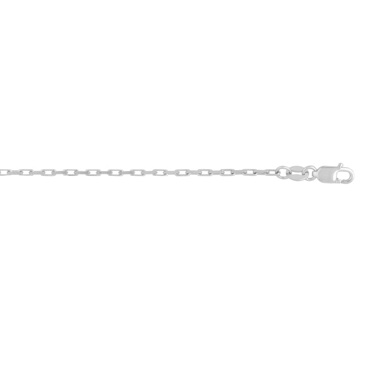 14K White Gold 1.3mm French Cable 20 Chain with Lobster Clasp