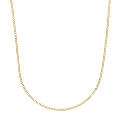 14K Yellow Gold 2.2mm Light Gourmette (Baby Cuban) 20 Chain with Lobster Clasp