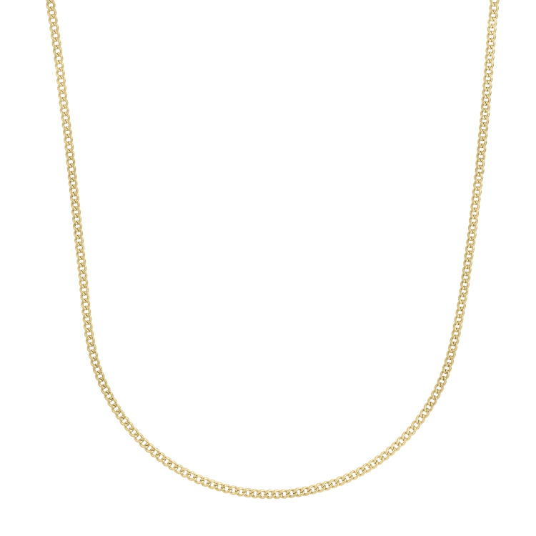 14K Yellow Gold 2.2mm Light Gourmette (Baby Cuban) 22 Chain with Lobster Clasp