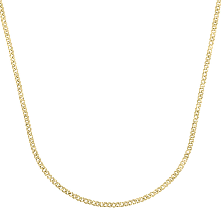14K Yellow Gold 2.8mm Light Gourmette (Baby Cuban) 16 Chain with Lobster Clasp