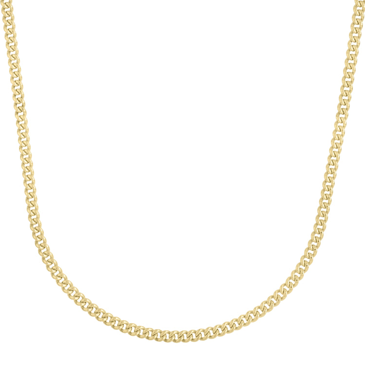 14K Yellow Gold 3.65mm Light Gourmette (Baby Cuban) 18 Chain with Lobster Clasp