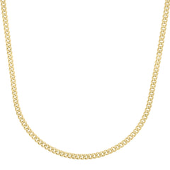 14K Yellow Gold 3.65mm Light Gourmette (Baby Cuban) 18 Chain with Lobster Clasp