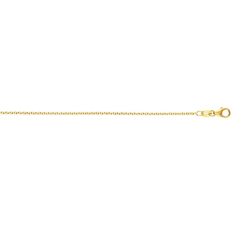 14K Yellow Gold 2.4mm Round Cable Chain 16 Necklace with Lobster Clasp