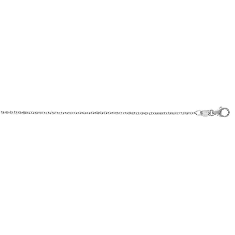14K White Gold 2.4mm Round Cable Chain 18 Necklace with Lobster Clasp