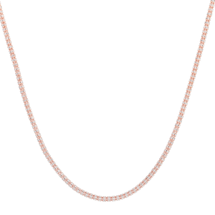 14K Rose Gold Two-Tone 3.3mm Fancy 20 Ice Chain with Lobster Clasp