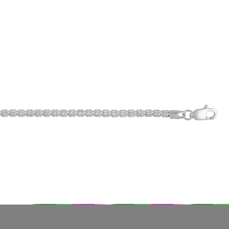 14K White Gold 2.74mm Fancy 20 Ice Chain Necklace with Lobster Clasp