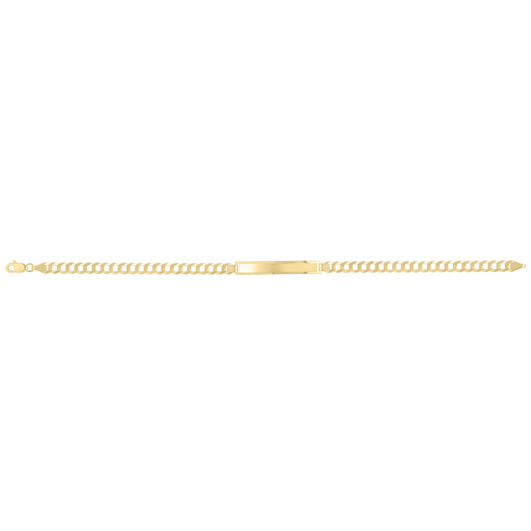 14K Yellow Gold Curb ID 8 Bracelet with Lobster Clasp