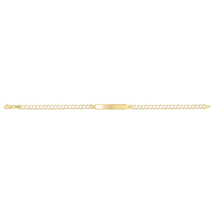 14K Yellow Gold Pave Curb Pave ID 8 Bracelet with Lobster Clasp