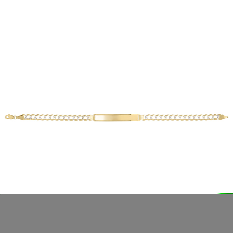 14K Yellow Gold Pave Curb ID 7 Bracelet with Lobster Clasp
