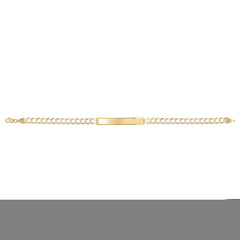 14K Yellow Gold Pave Curb ID 7 Bracelet with Lobster Clasp