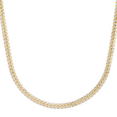 14K Yellow Gold 5mm Pave Classic Miami Cuban 8 Chain with Box with Both Side Figure 8 Clasp