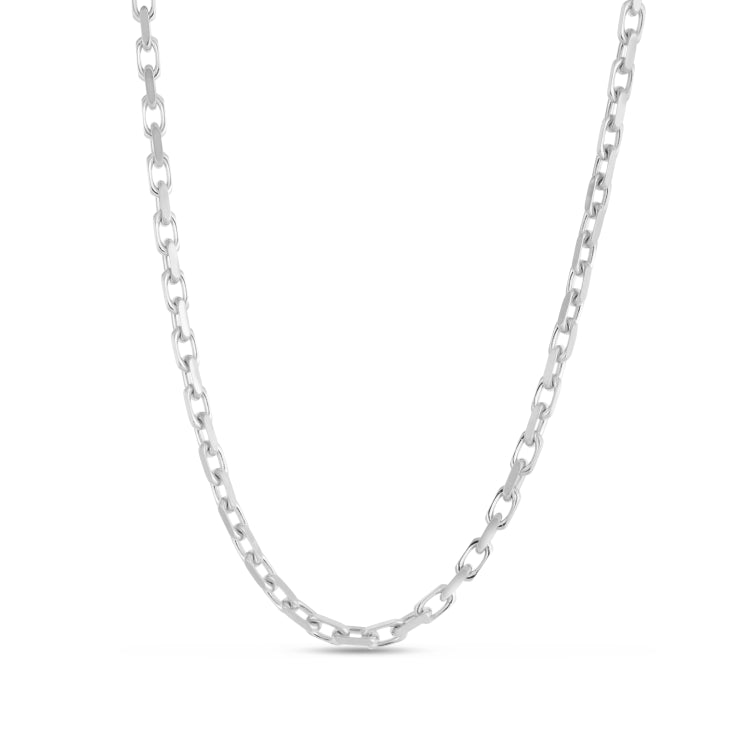 Sterling Silver 3.4mm 20 French Cable Chain with Lobster Clasp. Item is rhodium plated.