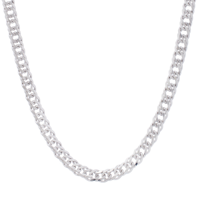 Sterling Silver 7.8mm 24 Flat Miami Cuban Chain Necklace with Lobster Clasp. Item is rhodium plated.