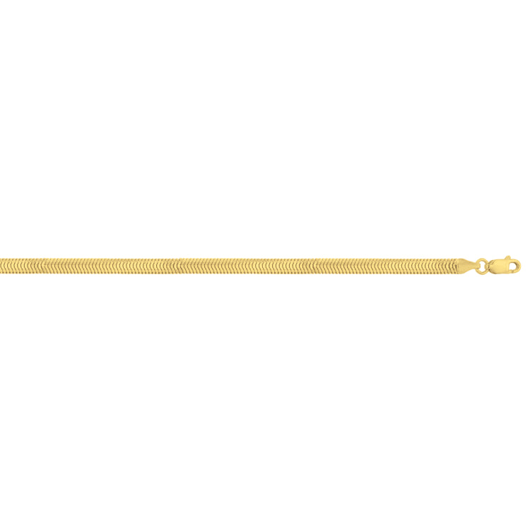 14K Yellow Gold 16 4.2mm Oval Snake Chain Necklace with Lobster Clasp.