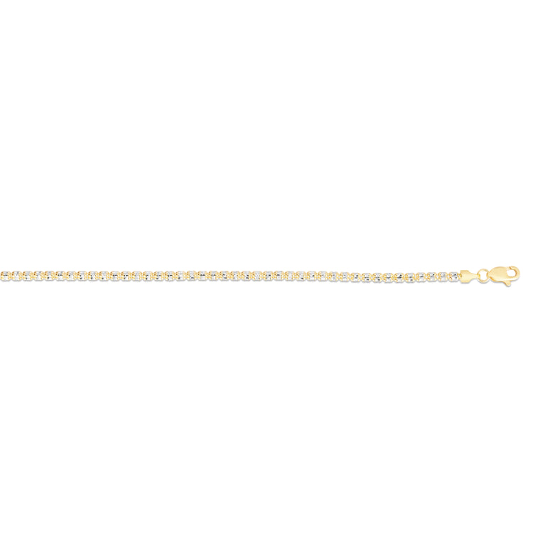 10K Two-tone Gold 20 2.7mm Fancy Ice Chain Necklace with Lobster Clasp