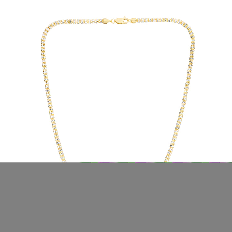 10K Two-tone Gold 20 3.3mm Fancy Ice Chain Necklace with Lobster Clasp
