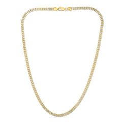 10K Two-tone Gold 24 4.25mm Fancy Ice Chain Necklace with Lobster Clasp