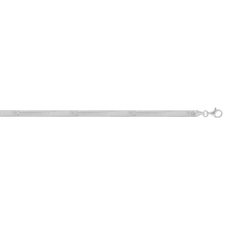 Sterling Silver 20 4.2mm Oval Snake Chain Necklace with Lobster Clasp. Item is rhodium plated.