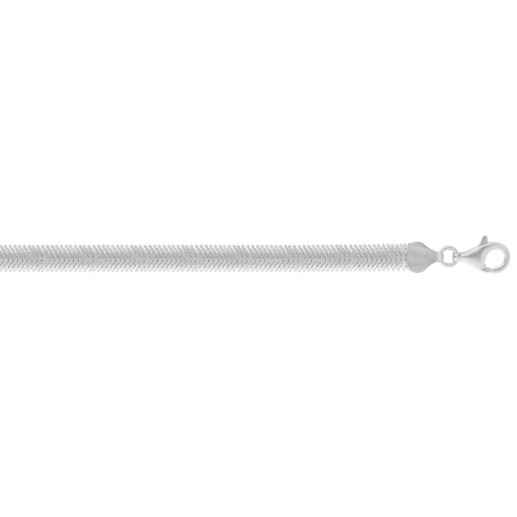 Sterling Silver 16 6.4mm Oval Snake Chain Necklace with Lobster Clasp. Item is rhodium plated.