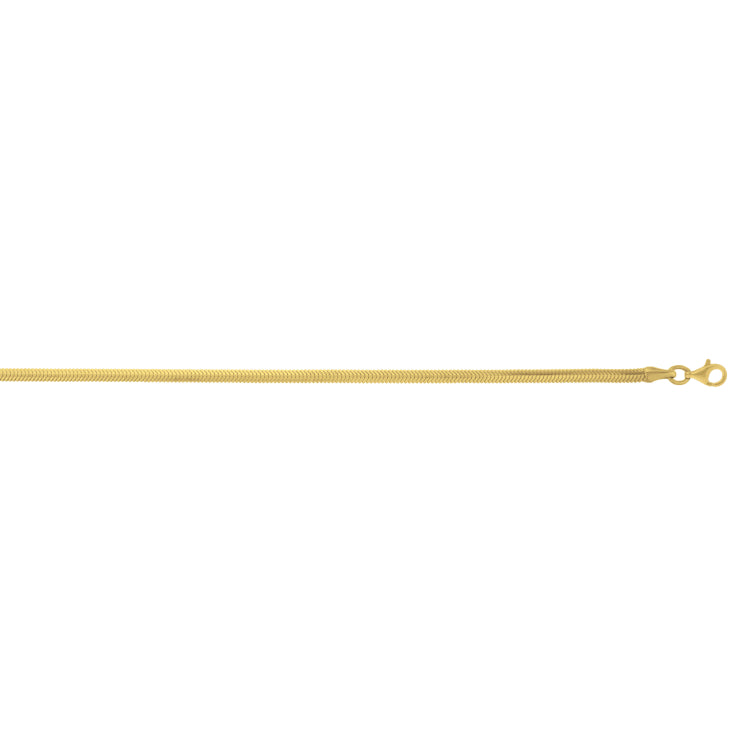 Sterling Silver (Yellow Gold Plated) 20 2.6mm Oval Snake Chain Necklace with Lobster Clasp.