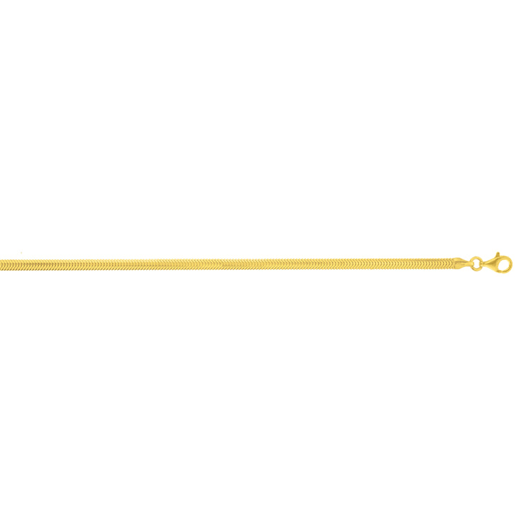Sterling Silver (Yellow Gold Plated) 18 3.3mm Oval Snake Chain Necklace with Lobster Clasp.