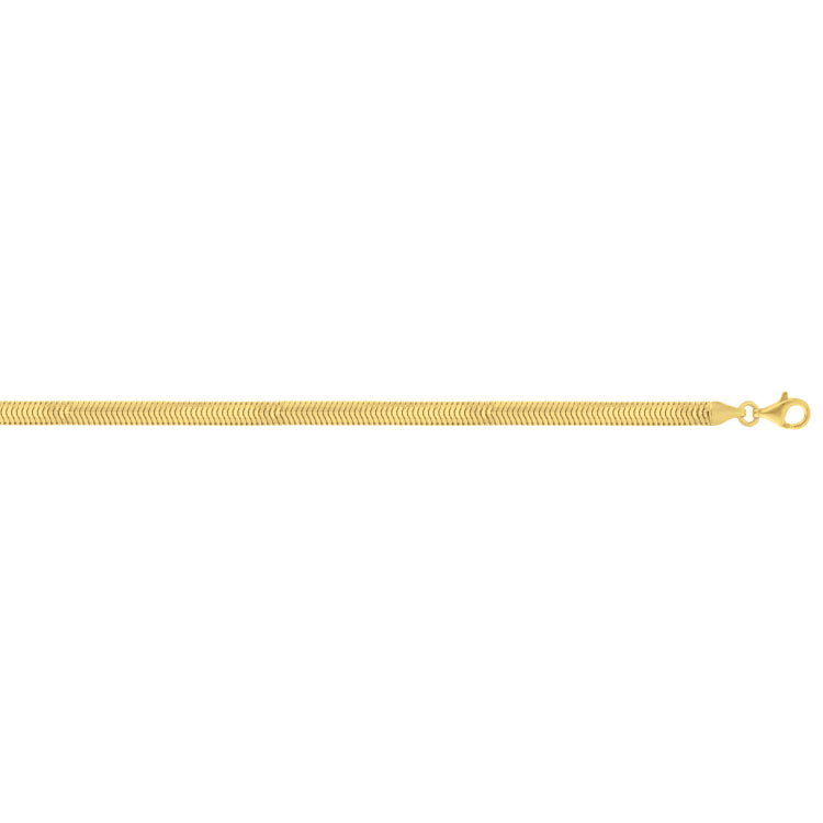 Sterling Silver (Yellow Gold Plated) 18 4.2mm Oval Snake Chain Necklace with Lobster Clasp.