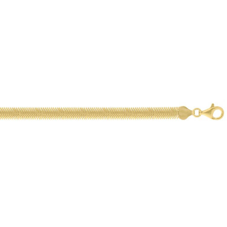 Sterling Silver (Yellow Gold Plated) 16 6.4mm Oval Snake Chain Necklace with Lobster Clasp.