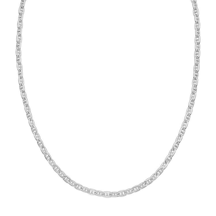 Sterling Silver 22 4.35mm Anchor Chain with Lobster Clasp. Item is rhodium plated.