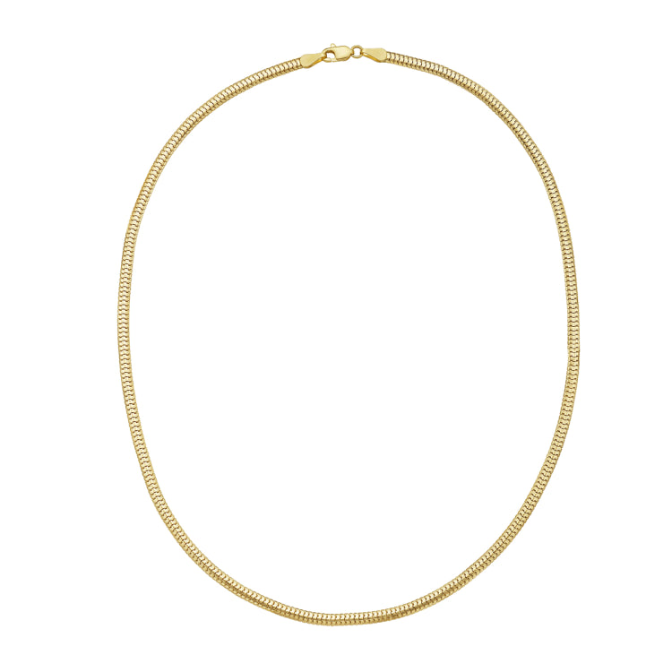 14K Yellow Gold 3.3mm 20 Polished Lite Oval Snake Chain Necklace with Lobster Clasp