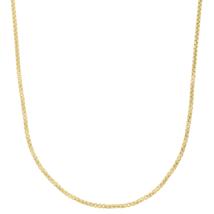 10K Yellow Gold 2.5mm 20 Solid Round Box Chain with Lobster Clasp