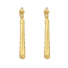 14K Yellow Gold Polished Tube Hoop Earrings with Hinged Clasp