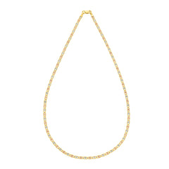 14K Tricolor Gold 16 2.5mm Pave Valentino Chain Necklace with Lobster Clasp