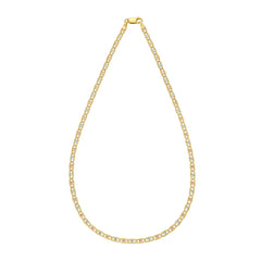 14K Tricolor Gold 18 3.5mm Pave Valentino Chain Necklace with Lobster Clasp