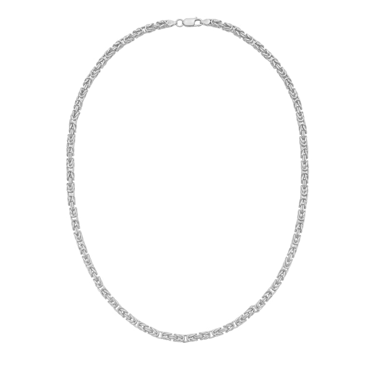 Sterling Silver 8 4.2mm Lite Square Byzantine Chain with Lobster Clasp