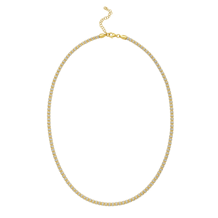 Silver with Gold Plating 18 Fancy Ice Chain with Pear Shaped Lobster Clasp