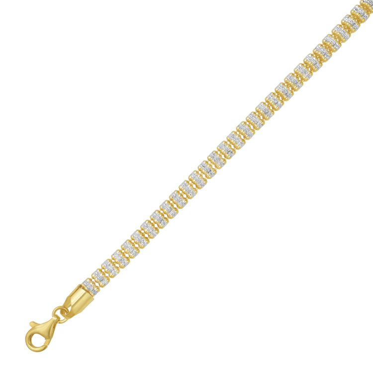 Silver with Gold Plating 8.5 Fancy Ice Chain with Pear Shaped Lobster Clasp