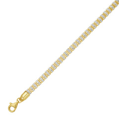Silver with Gold Plating 8.5 Fancy Ice Chain with Pear Shaped Lobster Clasp