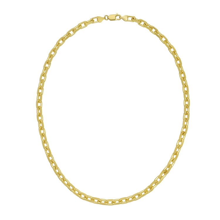 Silver with Gold Plating 8.25 5.6mm French Cable Chain with Lobster Clasp
