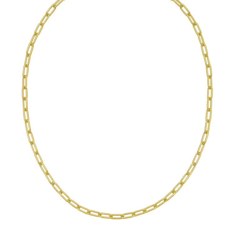Silver with Gold Plating 8 5.2mm Round Link Paperclip Chain with Lobster Clasp