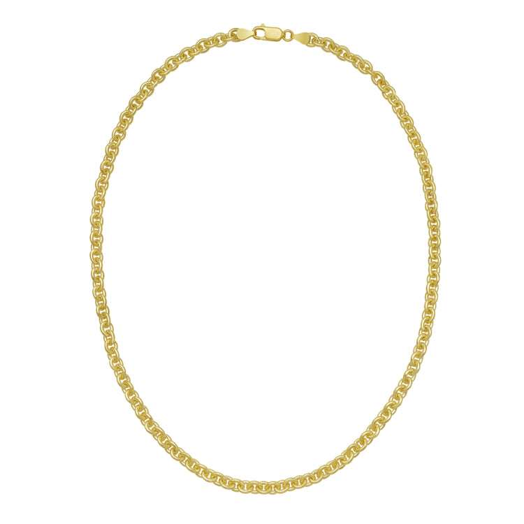 Silver with Gold Plating 18 5.7mm Classic Rolo Chain with Lobster Clasp