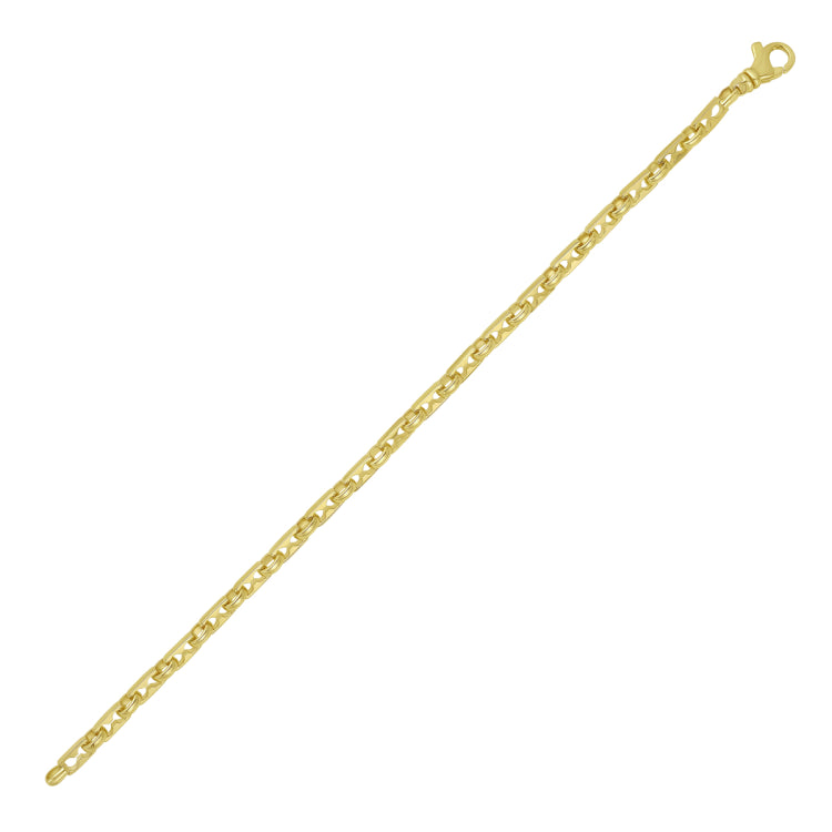 14K Yellow Gold 8.5 Men's Rectangular Railroad Link Bracelet with Lobster Clasp