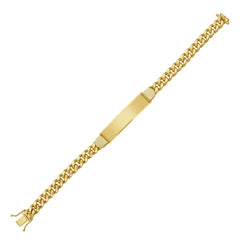 14K Yellow Gold 8.25 Polished 7.2mm Lite Miami Cuban ID Bracelet with Box Clasp (Both Side Push + Figure 8)