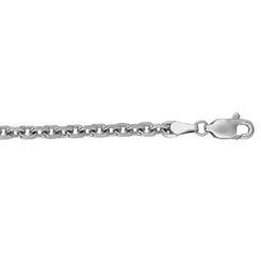 14K White Gold 22 3.7mm Diamond Cut Cable Chain with Lobster Clasp