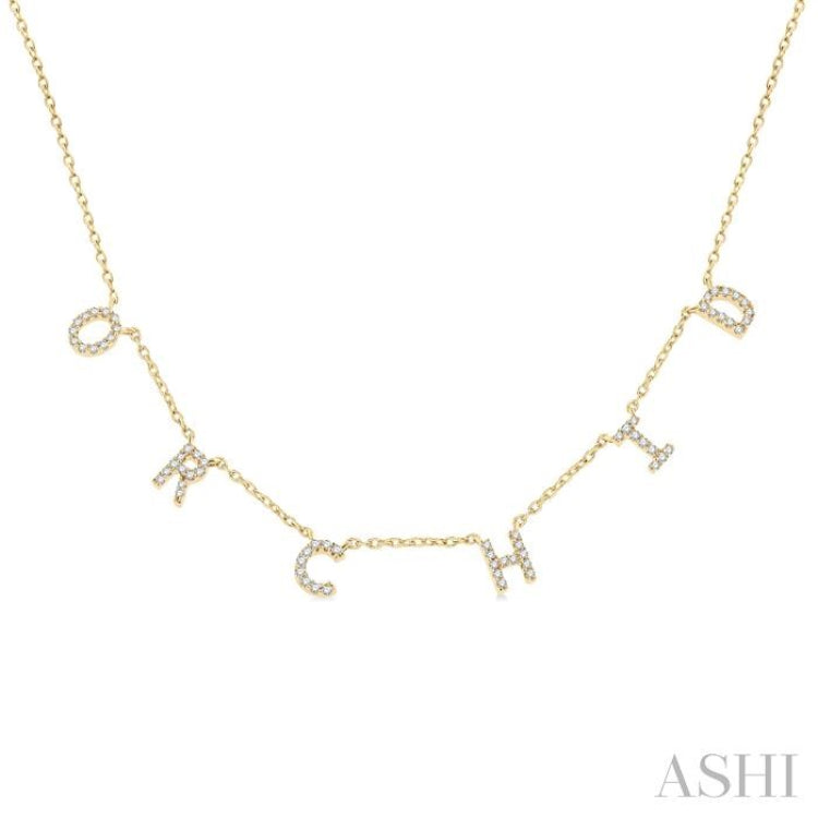 1/5 Ctw 'ORCHID' Space Name Diamond Necklace in 10K Yellow Gold