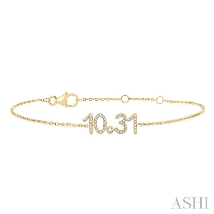 1/6 Ctw '10.31' Date Single Cut Diamond Bracelet in 10K Yellow Gold