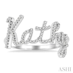 1/3 Ctw 'Kathy' Script Name Single Cut Diamond Ring in 10K White Gold