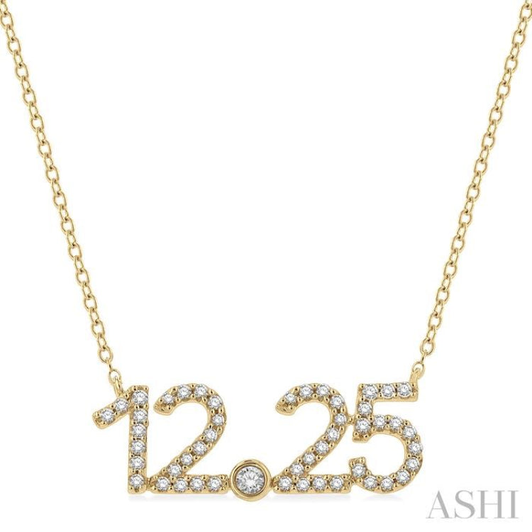 1/6 Ctw '12.25' Date Single Cut Diamond Necklace in 10K Yellow Gold